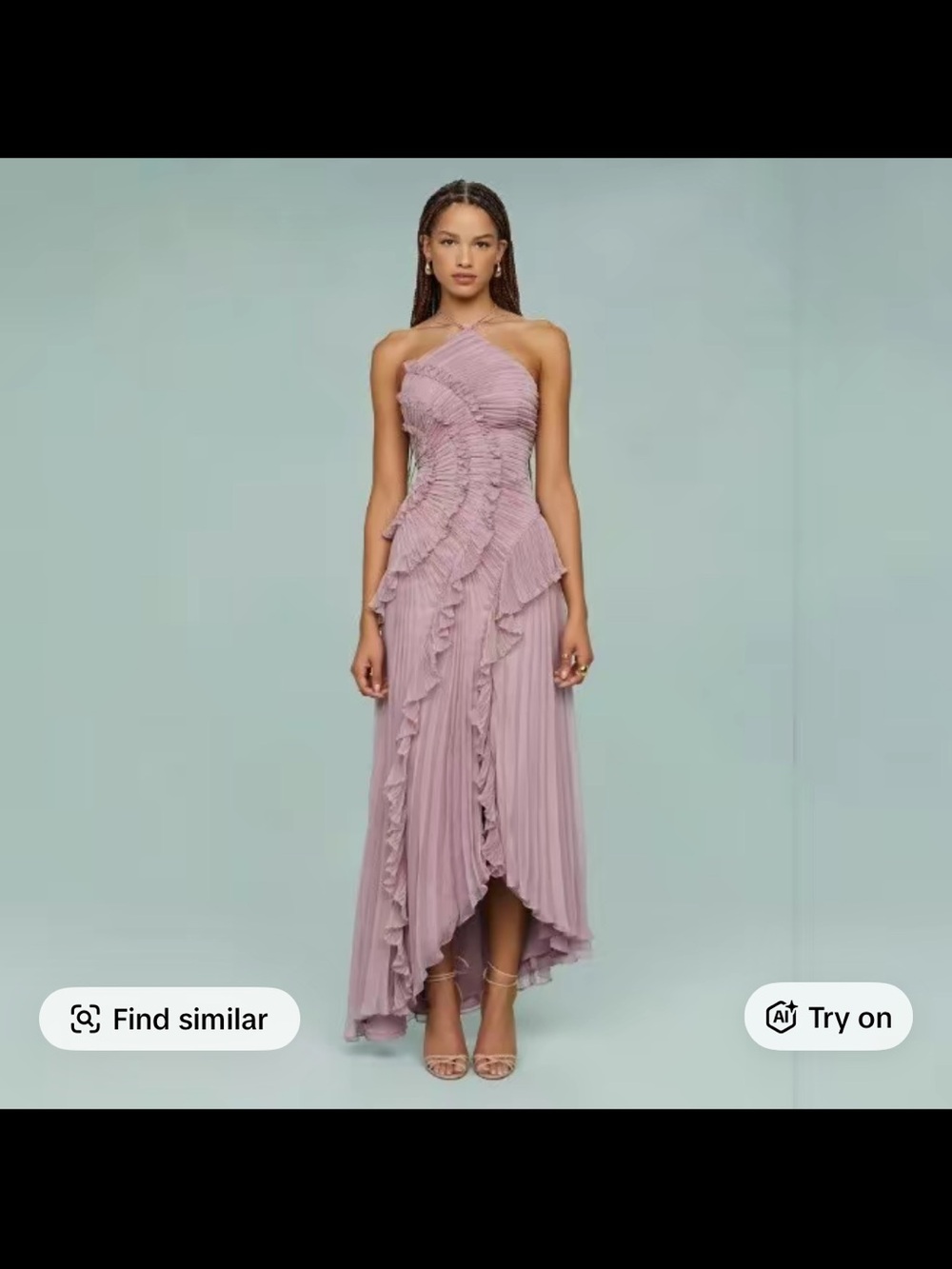 Lavender Ruffle Pleated High Low Dress